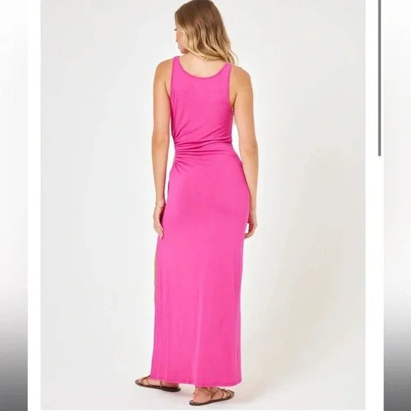 NWT L*SPACE- Tiana Dress Bougainvillea pink size medium - Picture 2 of 3